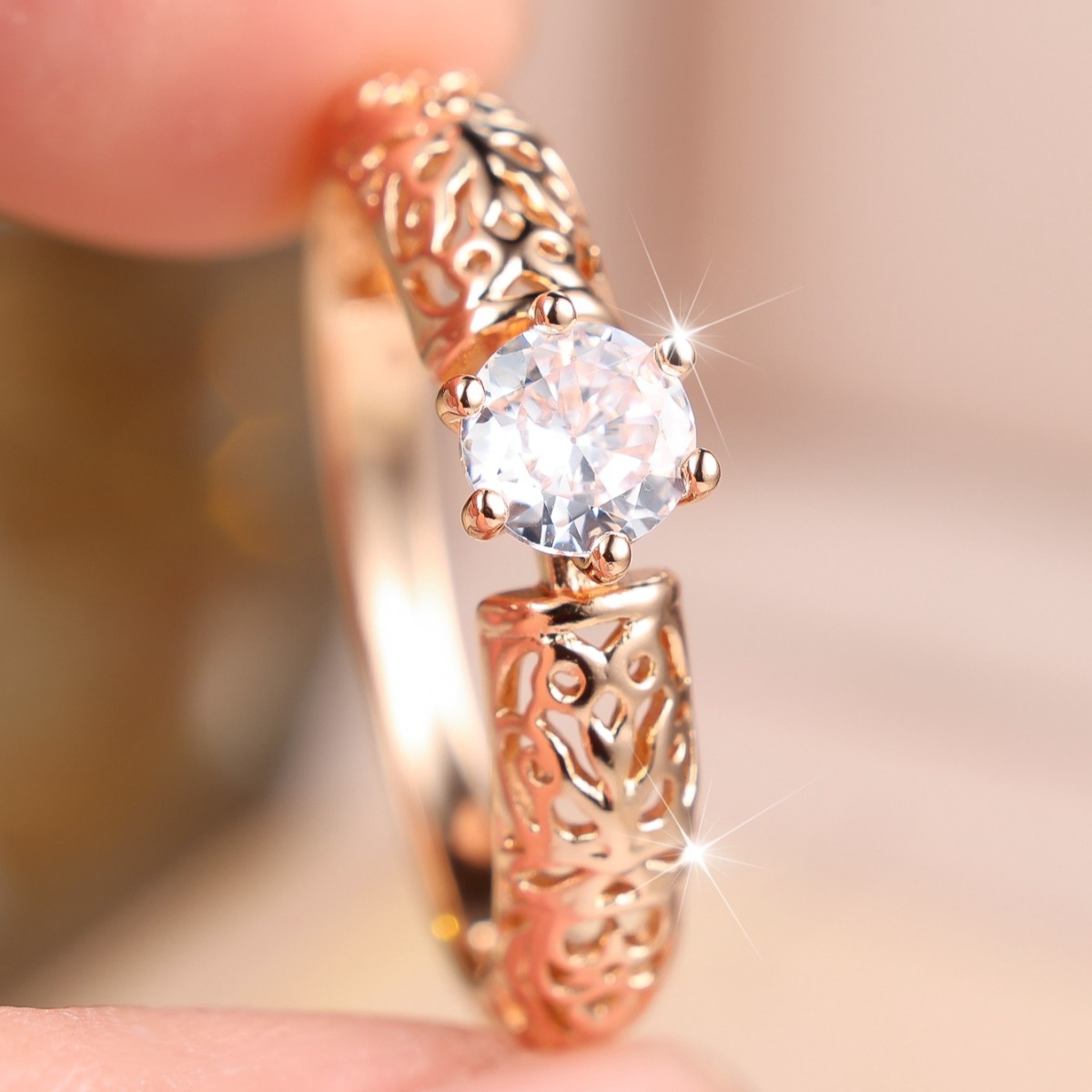 Men's Elegant Openwork Filigree Single Ring, Fashion Accessory